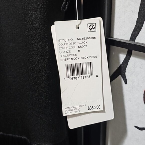 Liv Foster Mock Neck Sleeveless Midi Asymmetrical Fringe Crepe Dress Size 8 New - Picture 6 of 16